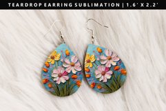 Flower Teardrop Earring Sublimation PNG Design Product Image 1