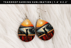 Cats eardrop Earring Sublimation PNG Design Product Image 1