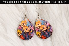 Flower Teardrop Earring Sublimation PNG Design Product Image 1