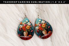 Flower Teardrop Earring Sublimation PNG Design Product Image 1