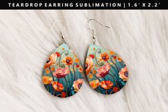 Flower Teardrop Earring Sublimation PNG Design Product Image 1