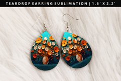 Flower Teardrop Earring Sublimation PNG Design Product Image 1