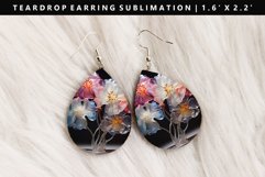 Flower Teardrop Earring Sublimation PNG Design Product Image 1