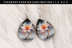 Flower Teardrop Earring Sublimation PNG Design Product Image 1