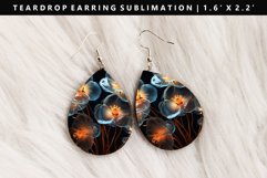 Flower Teardrop Earring Sublimation PNG Design Product Image 1