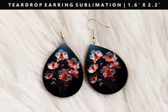 Flower Teardrop Earring Sublimation PNG Design Product Image 1