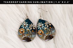 Flower Teardrop Earring Sublimation PNG Design Product Image 1