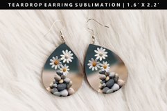 Flower Teardrop Earring Sublimation PNG Design Product Image 1