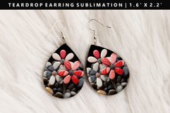 Flower Teardrop Earring Sublimation PNG Design Product Image 1