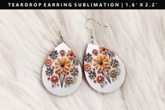 Flower Teardrop Earring Sublimation PNG Design Product Image 1
