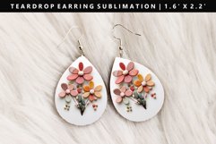 Flower Teardrop Earring Sublimation PNG Design Product Image 1