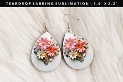 Flower Teardrop Earring Sublimation PNG Design Product Image 1