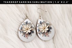 Flower Teardrop Earring Sublimation PNG Design Product Image 1