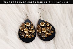 Flower Teardrop Earring Sublimation PNG Design Product Image 1