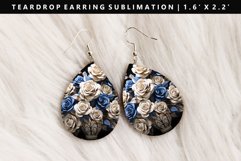 Flower Teardrop Earring Sublimation PNG Design Product Image 1