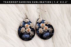 Flower Teardrop Earring Sublimation PNG Design Product Image 1