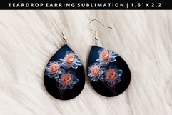 Flower Teardrop Earring Sublimation PNG Design Product Image 1