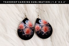 Flower Teardrop Earring Sublimation PNG Design Product Image 1