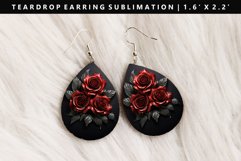 Flower Teardrop Earring Sublimation PNG Design Product Image 1