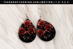 Flower Teardrop Earring Sublimation PNG Design Product Image 1