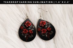 Flower Teardrop Earring Sublimation PNG Design Product Image 1