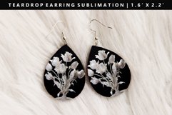 Flower Teardrop Earring Sublimation PNG Design Product Image 1