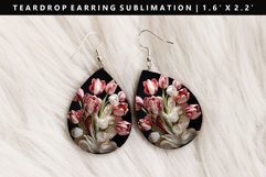 Flower Teardrop Earring Sublimation PNG Design Product Image 1