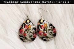 Flower Teardrop Earring Sublimation PNG Design Product Image 1