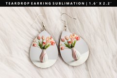 Flower Teardrop Earring Sublimation PNG Design Product Image 1