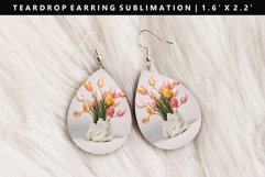 Flower Teardrop Earring Sublimation PNG Design Product Image 1