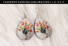 Flower Teardrop Earring Sublimation PNG Design Product Image 1