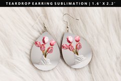 Flower Teardrop Earring Sublimation PNG Design Product Image 1