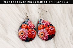 Flower Teardrop Earring Sublimation PNG Design Product Image 1