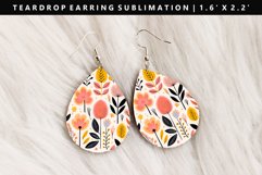 Flower Teardrop Earring Sublimation PNG Design Product Image 1