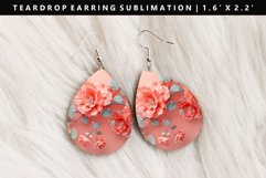 Flower Teardrop Earring Sublimation PNG Design Product Image 1