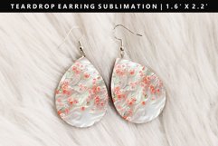 Flower Teardrop Earring Sublimation PNG Design Product Image 1