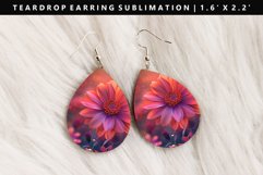 Flower Teardrop Earring Sublimation PNG Design Product Image 1