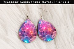 Flower Teardrop Earring Sublimation PNG Design Product Image 1