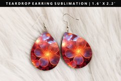 Flower Teardrop Earring Sublimation PNG Design Product Image 1
