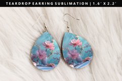 Flower Teardrop Earring Sublimation PNG Design Product Image 1