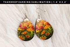 Flower Teardrop Earring Sublimation PNG Design Product Image 1