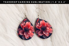 Flower Teardrop Earring Sublimation PNG Design Product Image 1