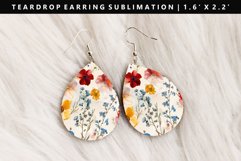 Flower Teardrop Earring Sublimation PNG Design Product Image 1