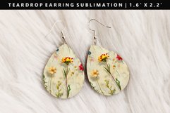 Flower Teardrop Earring Sublimation PNG Design Product Image 1