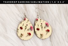 Flower Teardrop Earring Sublimation PNG Design Product Image 1