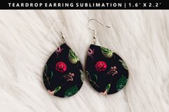 Flower Teardrop Earring Sublimation PNG Design Product Image 1