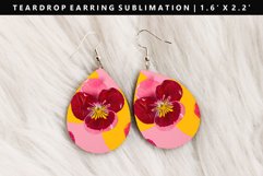 Flower Teardrop Earring Sublimation PNG Design Product Image 1