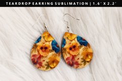 Flower Teardrop Earring Sublimation PNG Design Product Image 1