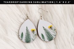 Flower Teardrop Earring Sublimation PNG Design Product Image 1