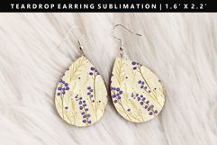 Flower Teardrop Earring Sublimation PNG Design Product Image 1
